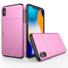 Husa iPhone XS Max Roz Antisoc Cu Buzunar Pentru Card