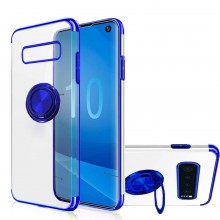 Husa Samsung Galaxy Note 8 din Silicon transparenta cu Inel Rotativ si Margini Albastre