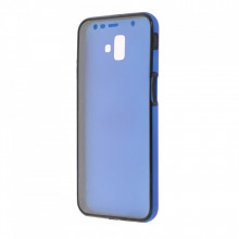 Husa Samsung Galaxy A6 PLUS - 360 Fully cu Spate din Policarbonat si Folie din Silicon - Blue