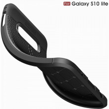 Husa Samsung Galaxy S10e - Husa Neagra din TPU cu Design de Tip Piele