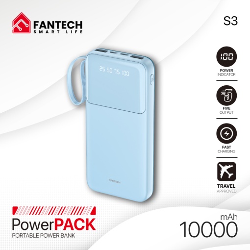 Портативный аккумулятор Fantech S3 10000 мАч, 10 Вт, синий