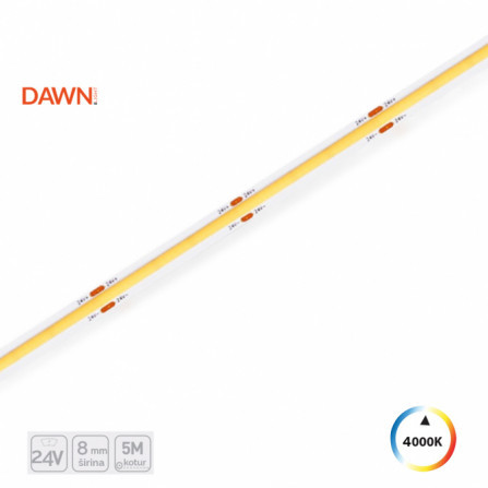 DAWN LED TRAKA HL COB WW 24V IP20 (5met, 4.8W/m, 8mm)