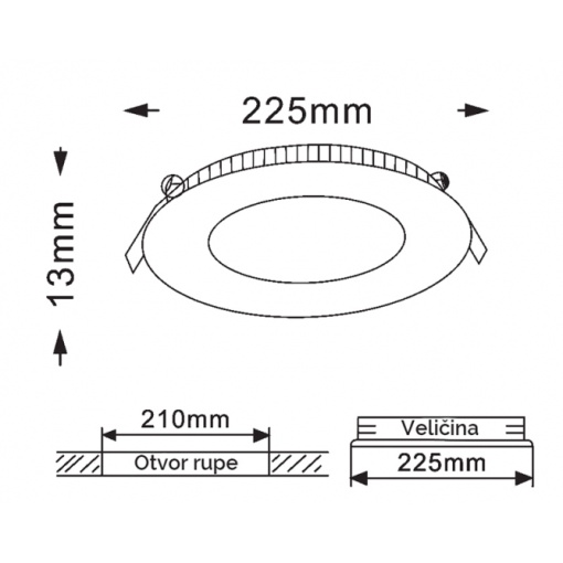 LED PANEL KA-C1 18W 6500K CRNI