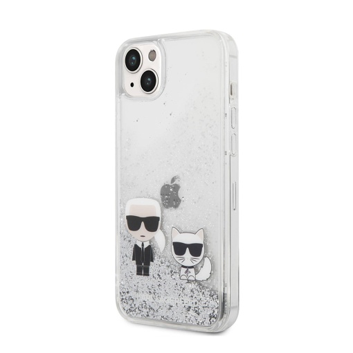 Torbica Karl Lagerfeld Hc Liquid Glitter Karl&Choupette za iPhone 14 Plus 6.7 srebrna(KLHCP14MGKCS)