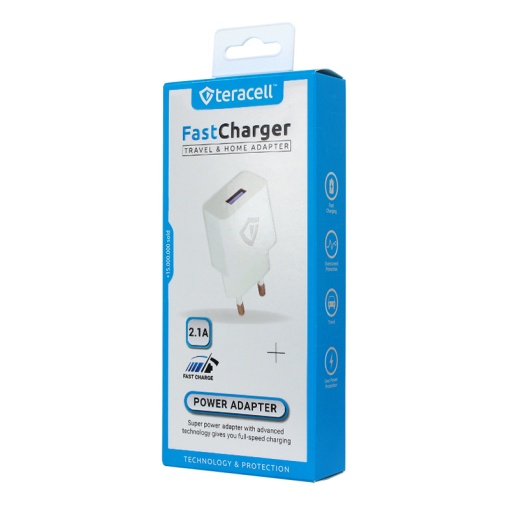 Зарядное устройство Teracell Evolution TC-02 5 В 2,1 А с кабелем Lightning для iPhone, белое, CE