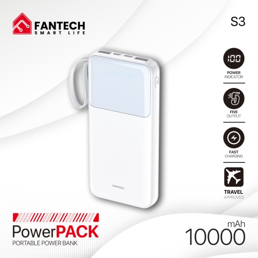 Портативный внешний аккумулятор Fantech S3 10000 мАч, 10 Вт, белый