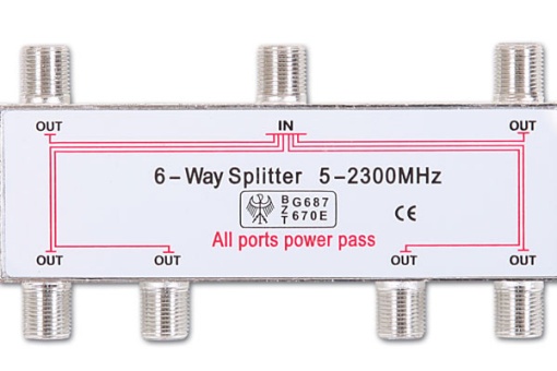 Razdelnik (spliter) 1/6, F konektor 5-1000 MHz