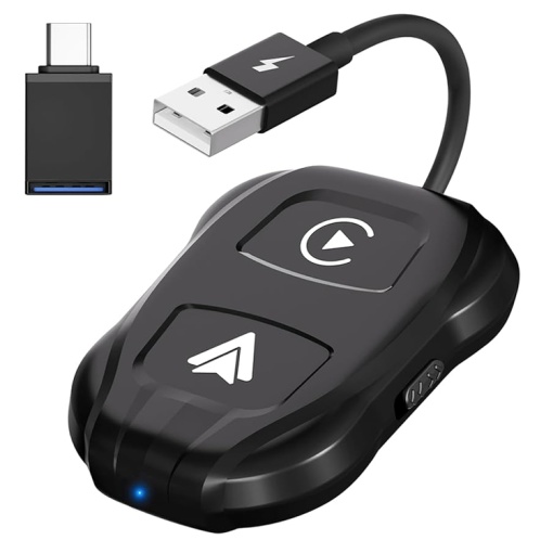 TechAdro Carplay Wireless Adapter za auto Andorid 2 u 1 USB, Type C crni