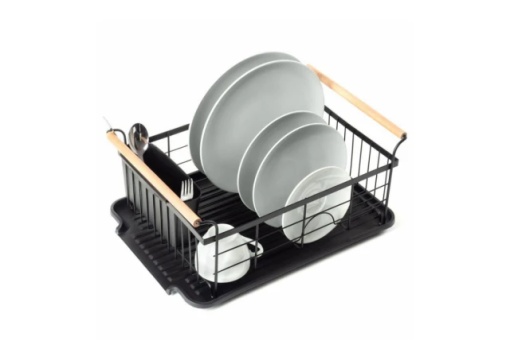 Vilde 150623 - Metlani ocedjivac za sudove sa drvenim drskama 42,5 x 29,5 x 19 cm