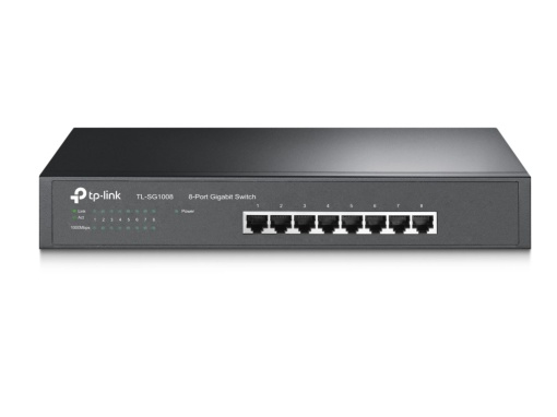 Коммутатор TP-LINK TL-SG1008 Gigabit 8x RJ45 10/100/1000 Мбит/с/13" металлический корпус