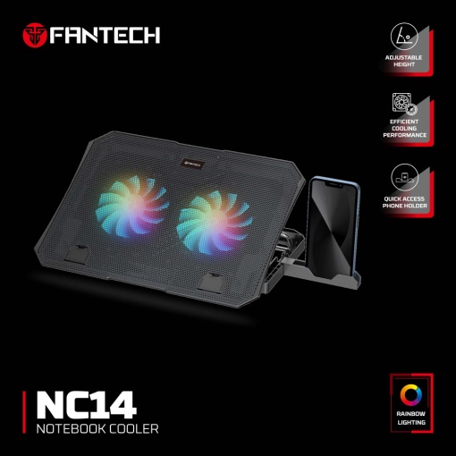 Кулер для ноутбука Fantech NC14 RGB crni