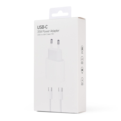 Kucni punjac PD Fast charger 35W za iPhone 15-16 sa PD Type C kablom CE beli