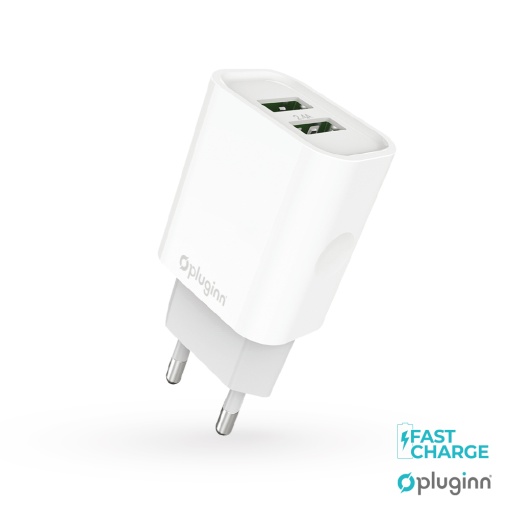 Kucni punjac Pluginn PI-D47, 5V, 2.4A, 12W 2xUSB sa Type C kablom beli CE
