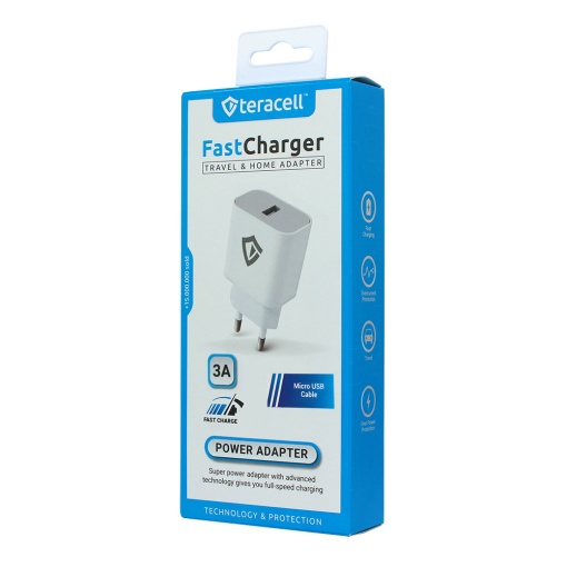 Зарядное устройство Teracell Evolution TC-09 QC4.0 20 Вт с кабелем micro USB, белое, CE