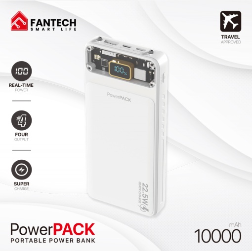 Портативный внешний аккумулятор Fantech T1 10000 мАч QC, PD, 22,5 Вт, белый