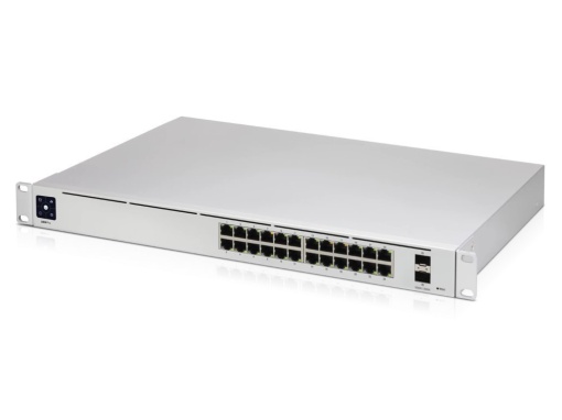 24-port, Layer 3 switch supporting 10G SFP+ connections with fanless cooling