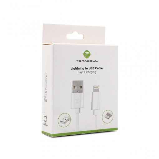 Data kabl Teracell Plus 2.4A za iPhone lightning beli 2m