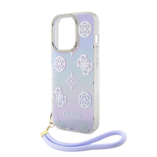 Torbica Guess Hc PC TPU Iridescent Glitter Pattern Peony Cordstrap za iPhone 15 6.1 ljubicasta (GUHCP15SHPELISU)