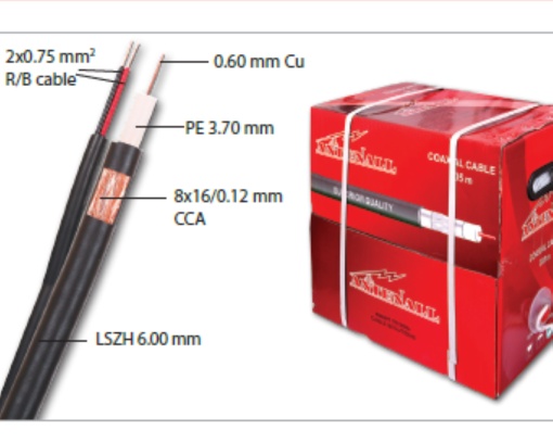 Коаксиальный кабель RG59+2x0,75 мм LSZH (без галогенов)