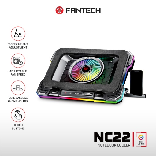 Кулер для ноутбука Fantech NC22 RGB crni