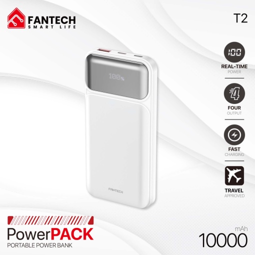 Портативный внешний аккумулятор Fantech T2 10000 мАч QC, PD, 22,5 Вт, белый