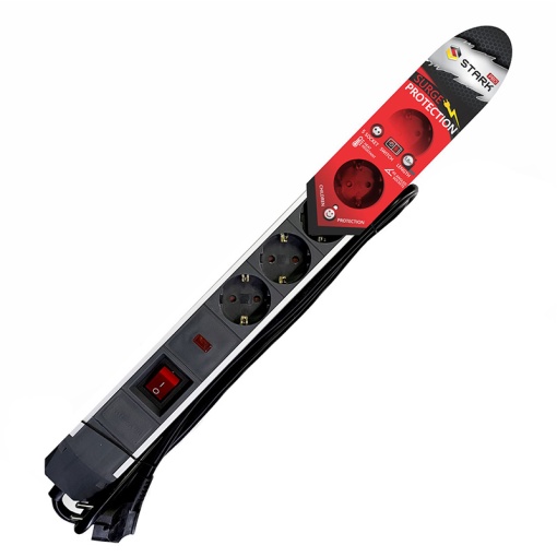 Удлинитель с защитой от перенапряжения Stark Pro Alu 1,8 м/5 розеток/выключатель