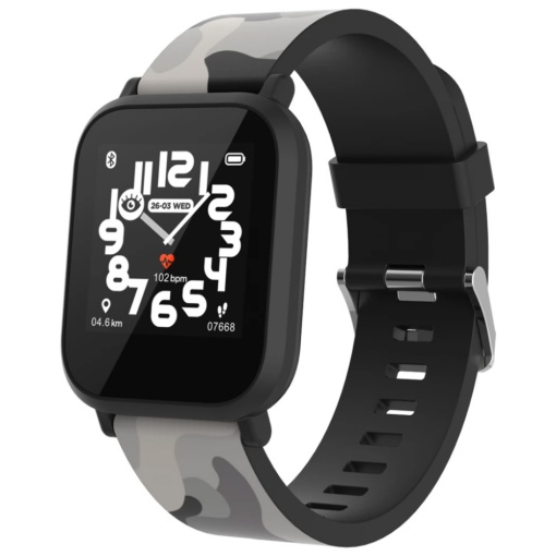 Смарт-часы CANYON My Dino KW-33, для подростков, 1,3-дюймовый IPS-дисплей, IP68, Bluetooth 5.0, совместимы с iOS и Android, 155 мА·ч, армейский серый