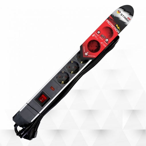 Удлинитель с защитой от перенапряжения Stark Pro Alu 3м/5 розеток/выключатель