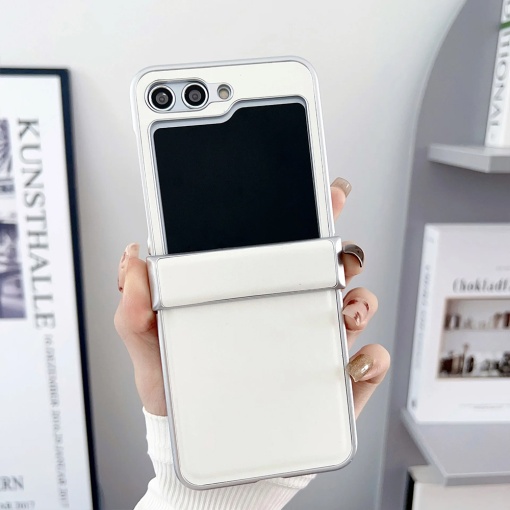 Чехол из цветной кожи для Samsung F741B/F761B Galaxy Z Flip 6/7 SE 5G, белый