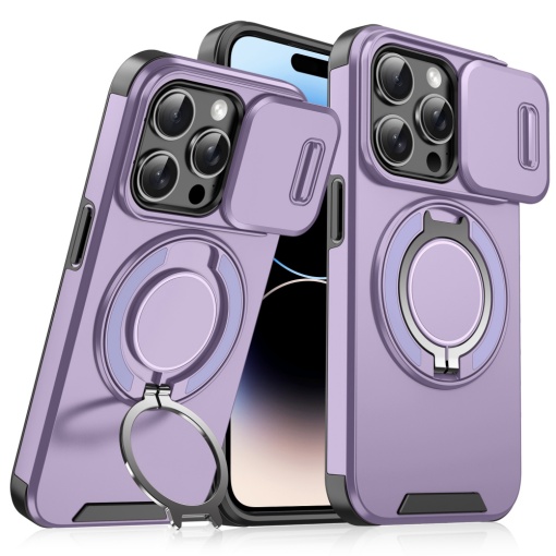 Чехол-подставка CamShield Ring для iPhone 14 Pro 6.1, фиолетовый