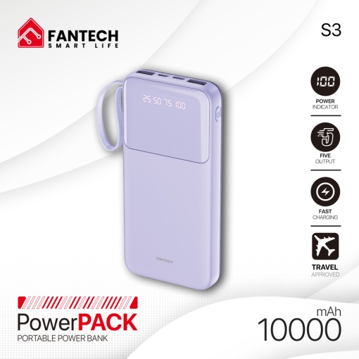 Портативный внешний аккумулятор Fantech S3 10000 мАч, 10 Вт, фиолетовый