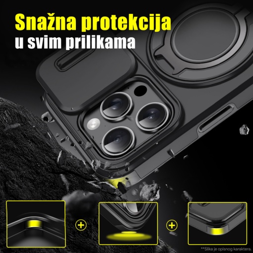 Torbica CamShield Ring stand za iPhone 16 Plus 6.7 crna