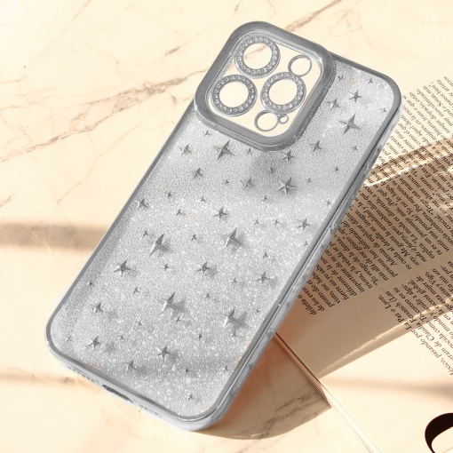 Torbica Shiny Frame za iPhone 15 Pro Max 6.7 srebrna