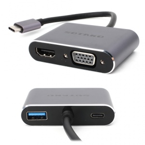 Адаптер Type C на HDMI VGA PD USB3.0 SOTAKO ST-C0401 4 в 1 серый