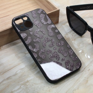Блестящий стеклянный чехол для iPhone 13 6.1 серый