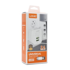 Бытовое зарядное устройство LDNIO A201 2xUSB 2.4A Type C белое - Img 4