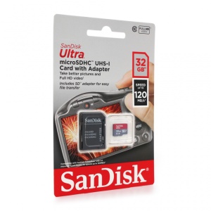 Карта памяти SanDisk SDHC 32 ГБ Ultra Mic.120 МБ/с A1Class10 UHS-I +Adap.