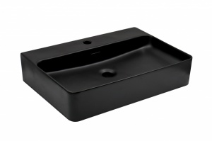 Раковина накладная MINOTTI 600x425x135 с отверстием для смесителя, матово-черная - Img 2