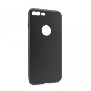 Силиконовый чехол для iPhone 8 plus, матовый черный (с отверстием для логотипа)