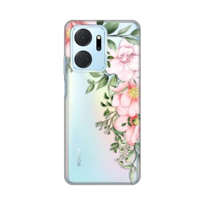 Силиконовый чехол с принтом для Honor X7a с нежным узором розы