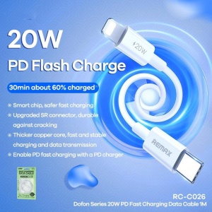 Data kabl REMAX Dofon Series 20W PD Fast Charging 1M RC-C026 Type C na iPhone lightning ljubicasti - Img 2
