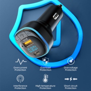 FM-передатчик C33 USB, PD, QC 3.0 Bluetooth 5.0, RGB, громкая связь, черный - Img 4