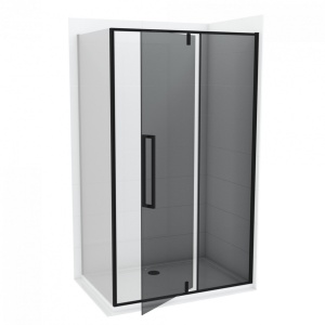 Stakleni paravan COPEN ABSOLUT BLACK 100x200cm dark staklo 6mm sa pivot vratima crni mat ram - Img 2