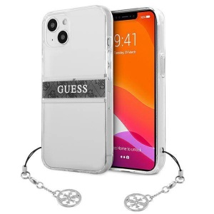 Torbica Guess 4G Stripe Charm za iPhone 13 6.1 siva (GUHCP13MKB4GGR) - Img 1