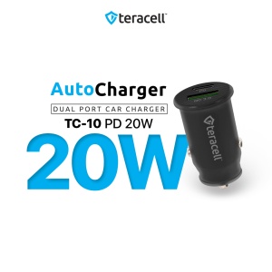 Автомобильное зарядное устройство Teracell Evolution TC-10 PD 20 Вт, USB QC3.0 15 Вт с кабелем micro USB, черное