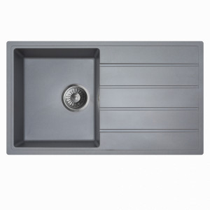 Гранитная мойка MILO METRO 76x44 Diamond Grey с сифоном