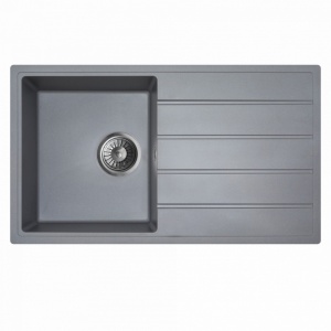 Гранитная мойка MILO METRO 76x44 Diamond Grey с сифоном - Img 2