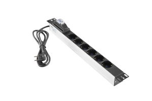 Разводная панель PDU 220В 19/1U на 6 сетевых мест,кабель 2,5м Mirsan MR.PRZ6S.SC
