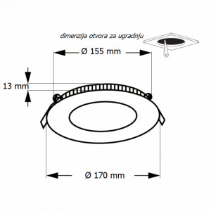 LED panel KA-C1 12W 6500K