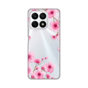 Силиконовый чехол с принтом для Honor X8a с розовыми цветами